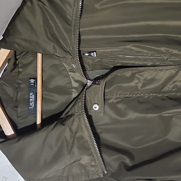 Lauren Ralph Lauren Olive Green Anorak Rain Jacket With Convertible Hood Size L - Picture 3 of 16